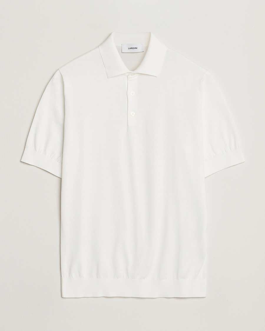 Mies | Pikeet | Lardini | Knitted Cotton Polo White