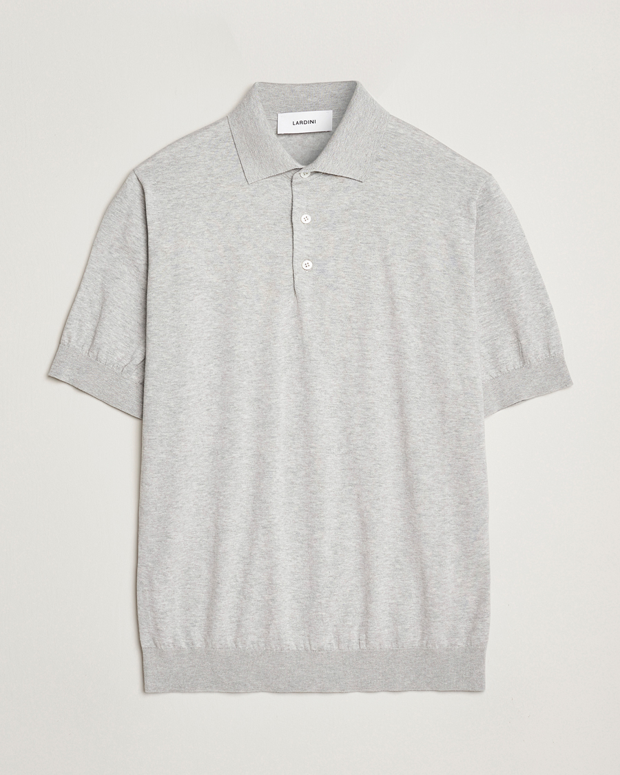 Mies | Pikeet | Lardini | Knitted Cotton Polo Light Grey