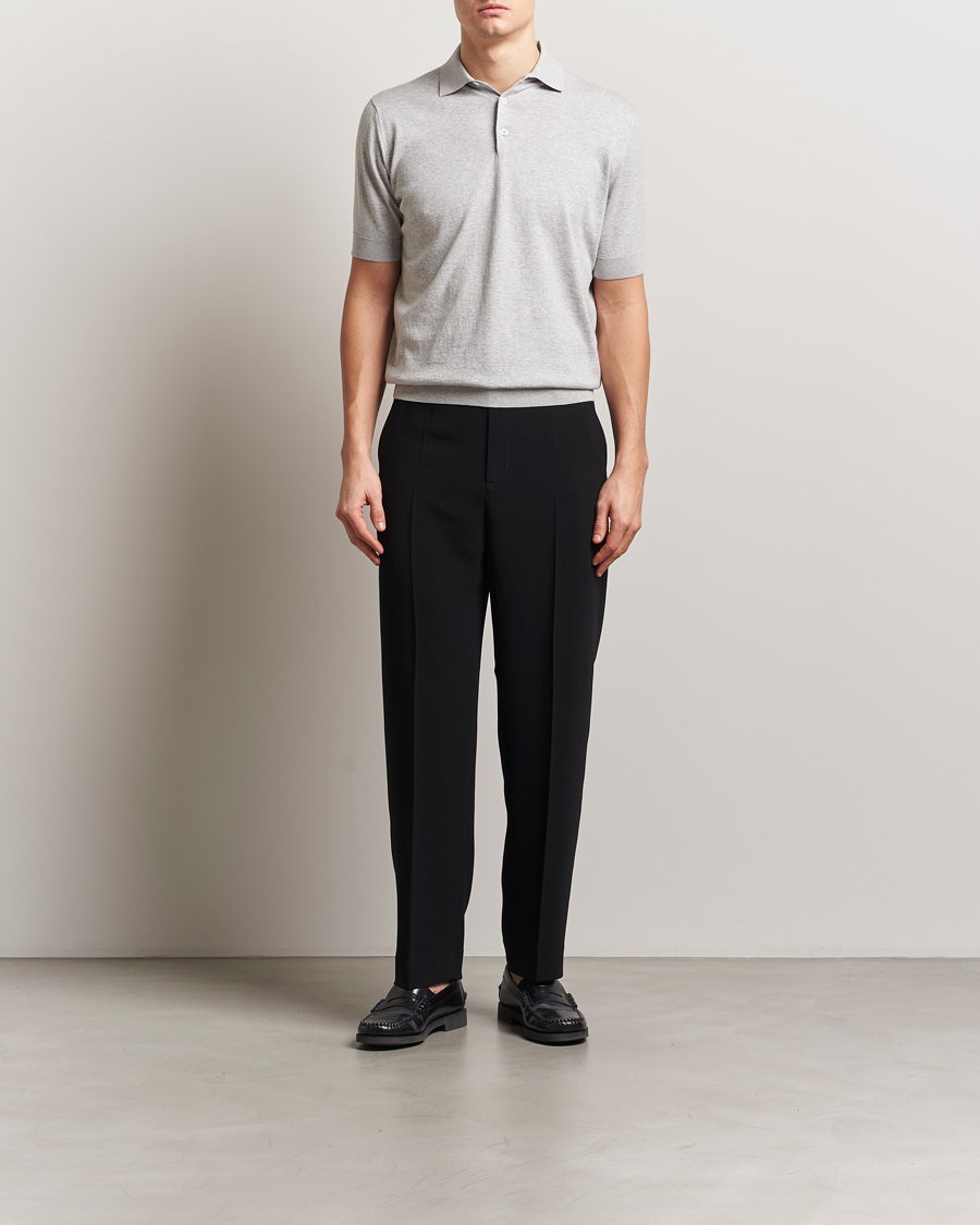 Mies | Pikeet | Lardini | Knitted Cotton Polo Light Grey