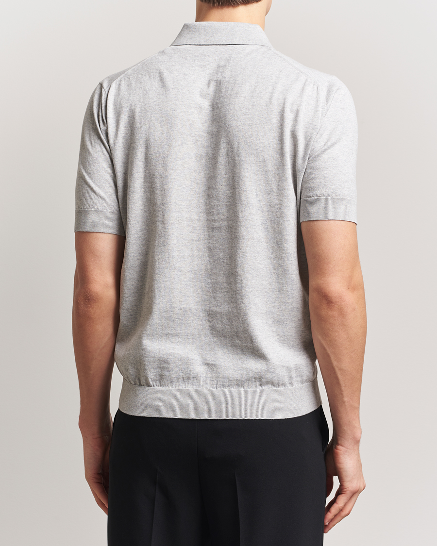Mies | Pikeet | Lardini | Knitted Cotton Polo Light Grey