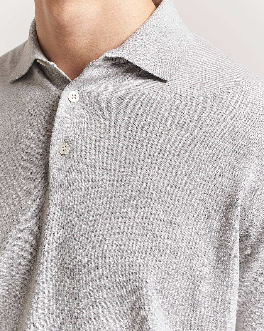 Mies | Pikeet | Lardini | Knitted Cotton Polo Light Grey