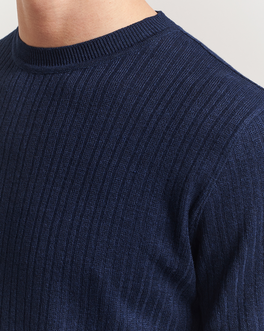 Mies | T-paidat | Lardini | Knitted Linen/Cotton T-Shirt Navy
