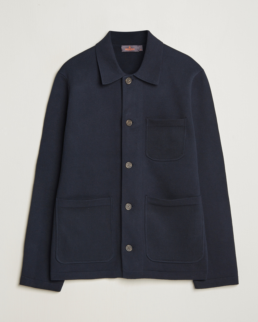 Mies | Kauluspaidat | Morris | Jake Knitted Shirt Jacket Navy