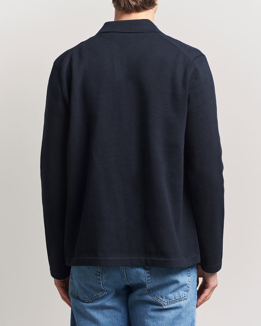 Mies | Kauluspaidat | Morris | Jake Knitted Shirt Jacket Navy