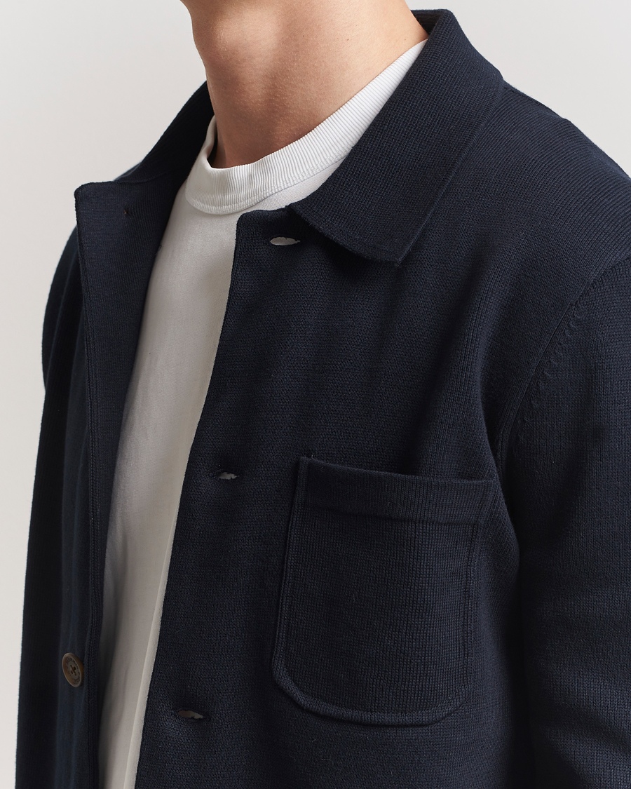 Mies | Kauluspaidat | Morris | Jake Knitted Shirt Jacket Navy