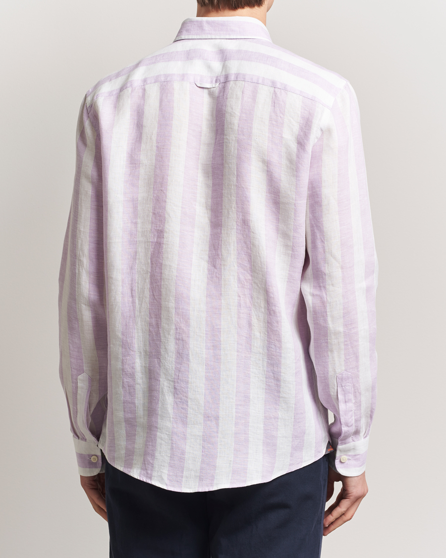 Mies | Kauluspaidat | Morris | Douglas Striped Linen Shirt Purple