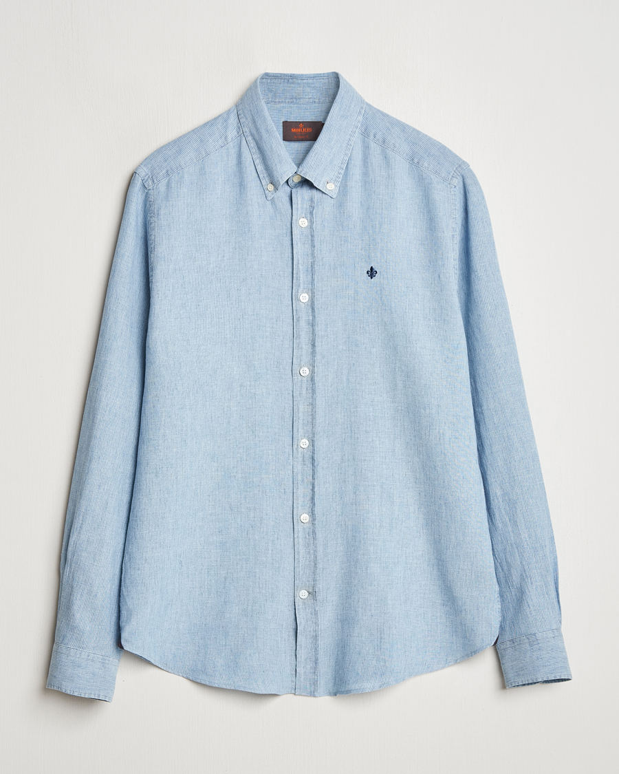 Mies | Kauluspaidat | Morris | Linen Indigo Shirt Light Blue