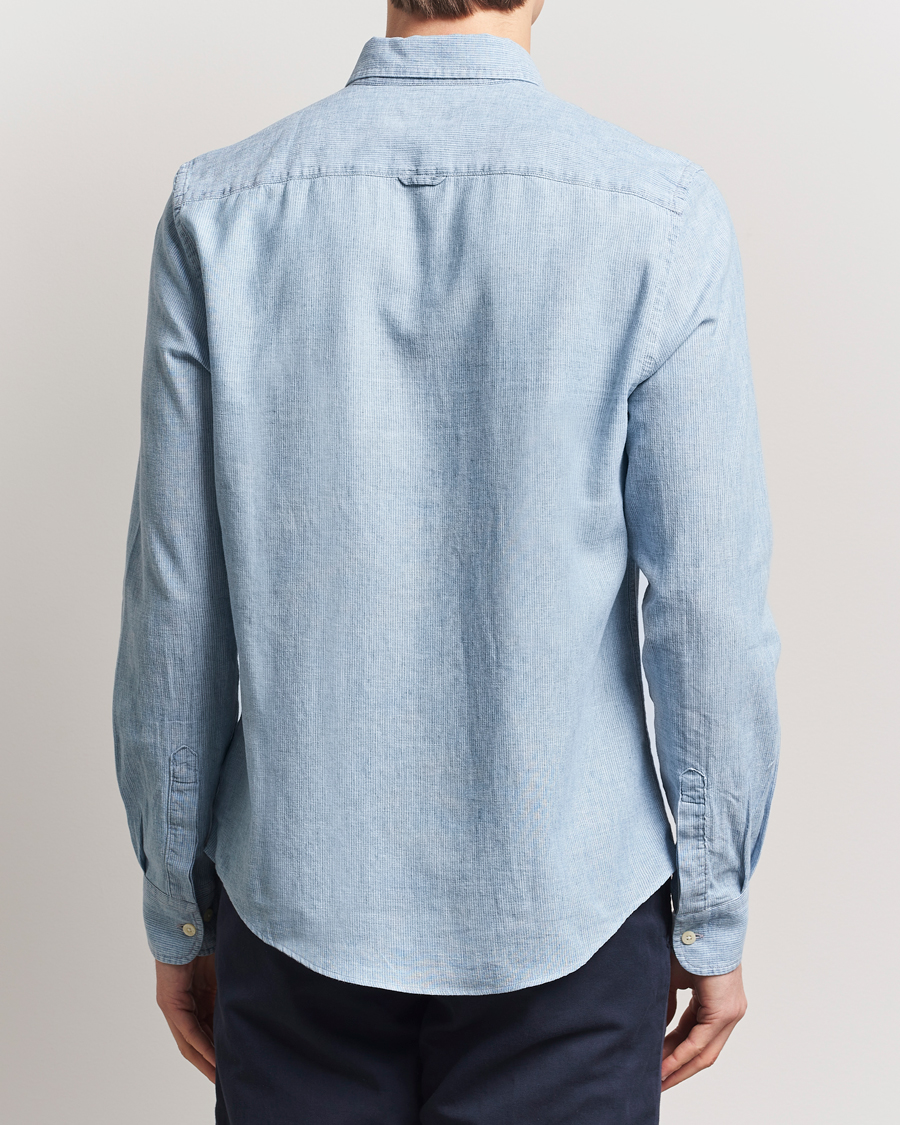 Mies | Kauluspaidat | Morris | Linen Indigo Shirt Light Blue