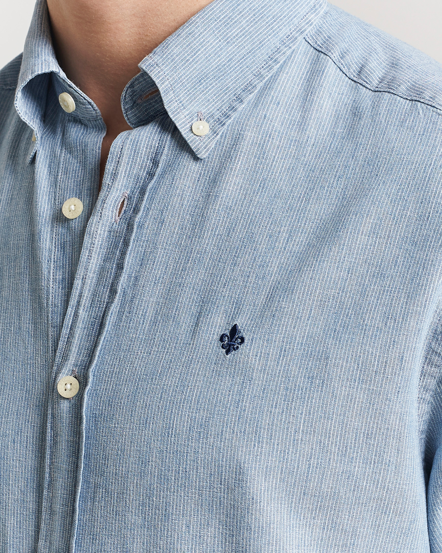 Mies | Kauluspaidat | Morris | Linen Indigo Shirt Light Blue