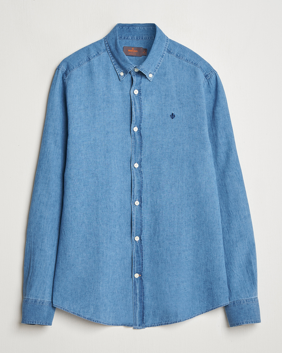 Mies | Kauluspaidat | Morris | Linen Indigo Shirt Dark Blue