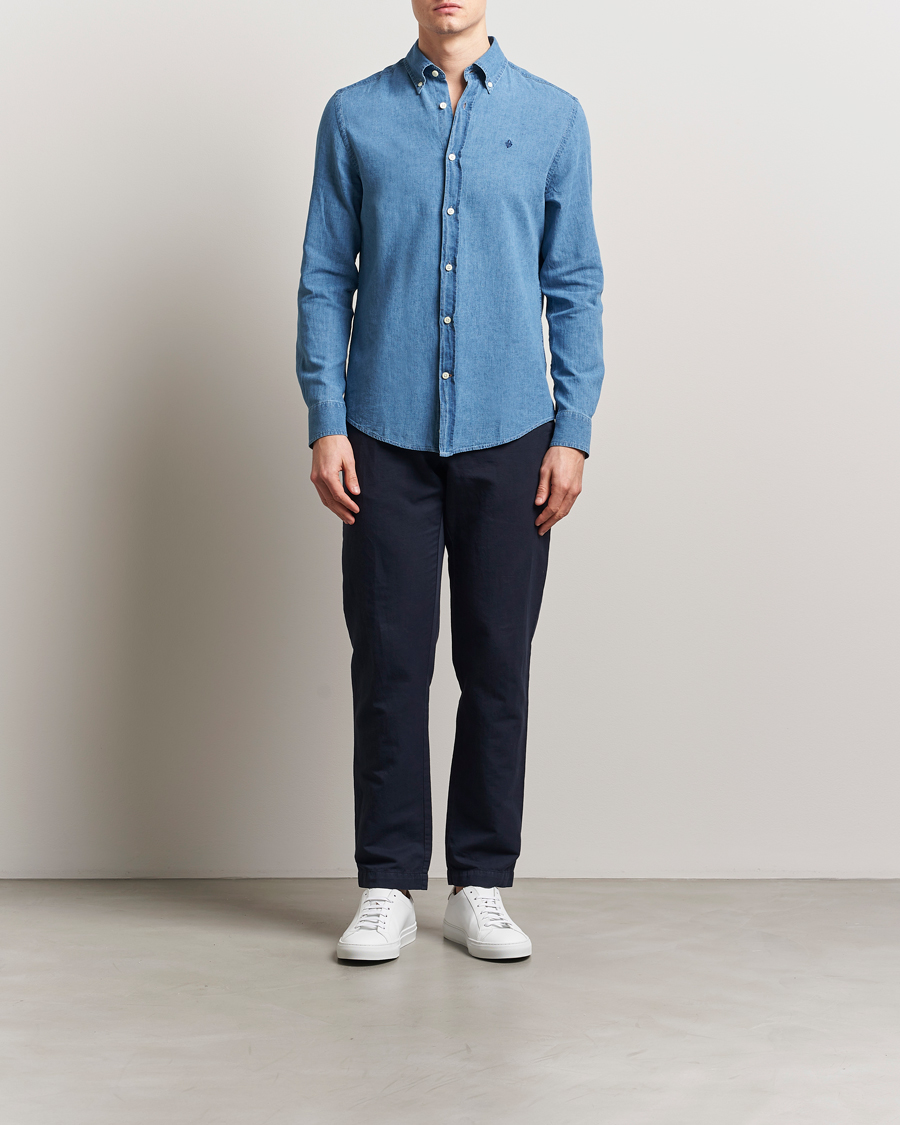 Mies | Kauluspaidat | Morris | Linen Indigo Shirt Dark Blue