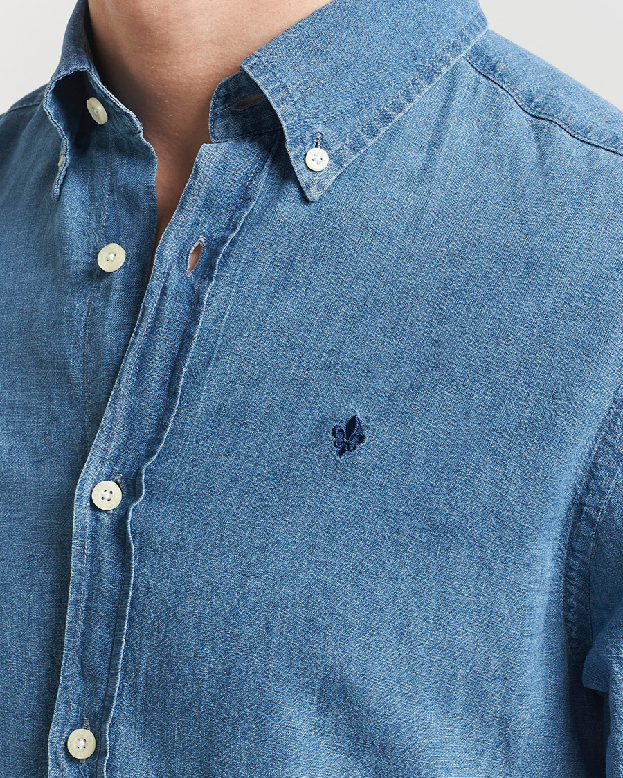 Mies | Kauluspaidat | Morris | Linen Indigo Shirt Dark Blue