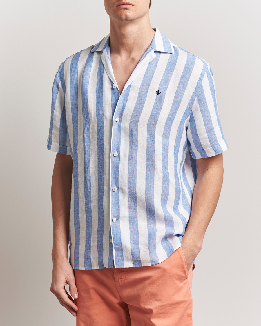 Mies | Kauluspaidat | Morris | Resort Linen Shirt Blue