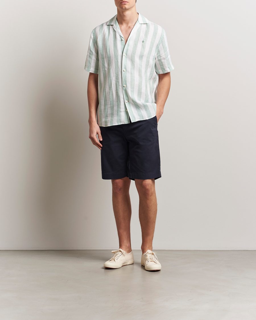 Mies | Kauluspaidat | Morris | Resort Linen Shirt Green