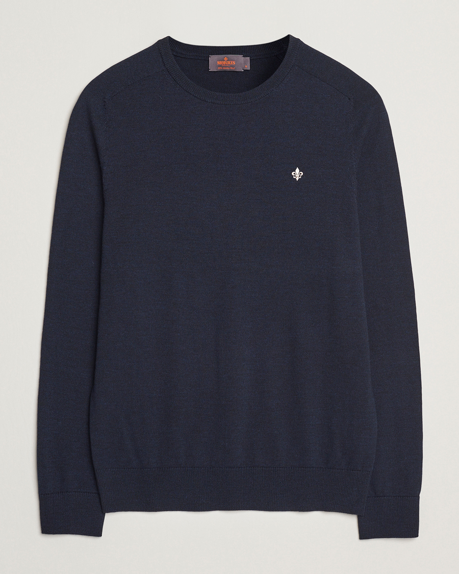 Mies | Puserot | Morris | Merino O-Neck Navy