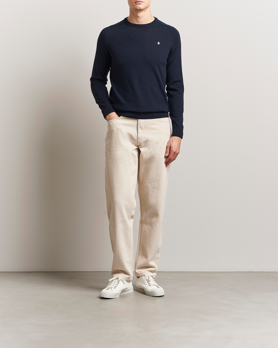 Mies | Puserot | Morris | Merino O-Neck Navy