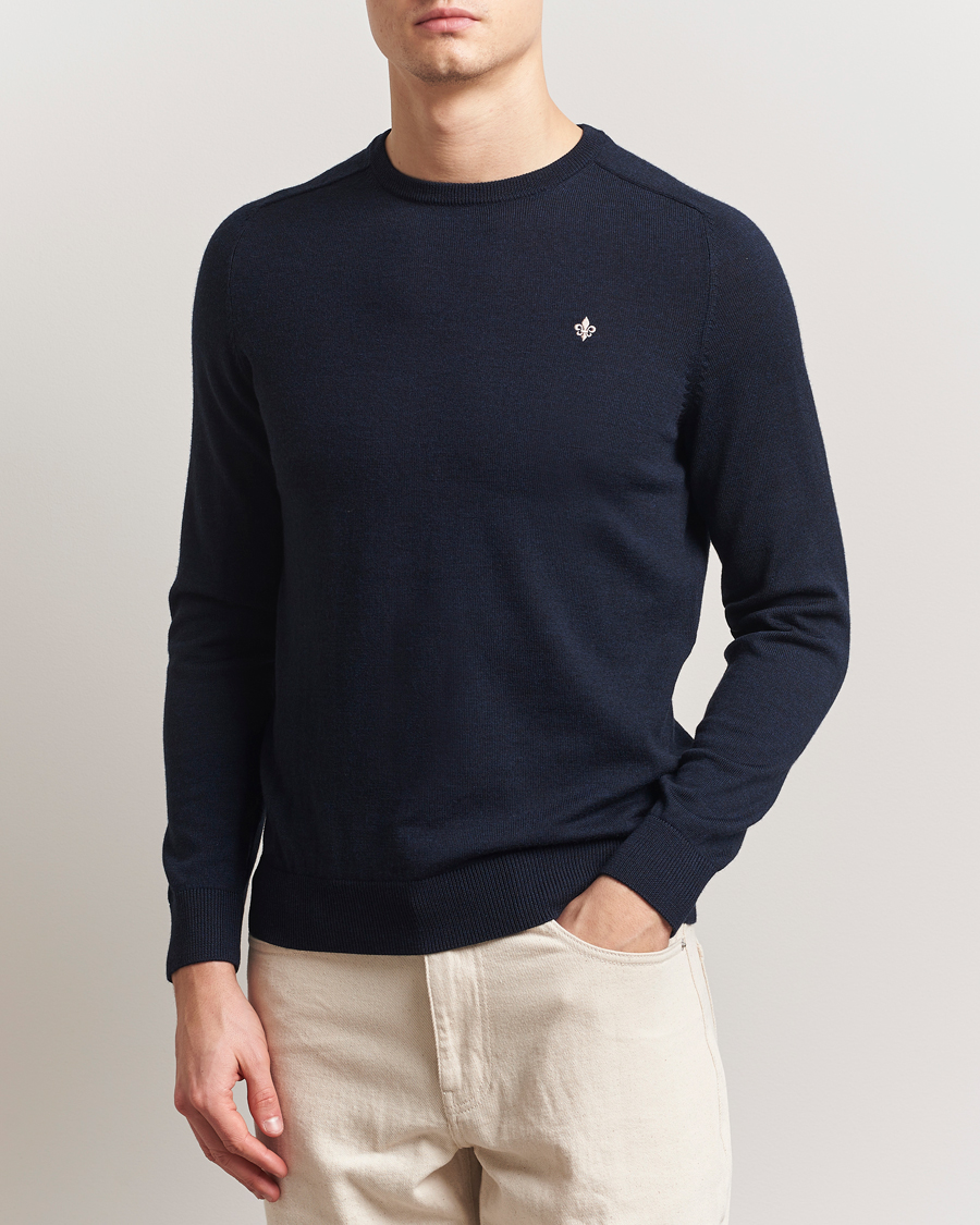 Mies | Puserot | Morris | Merino O-Neck Navy