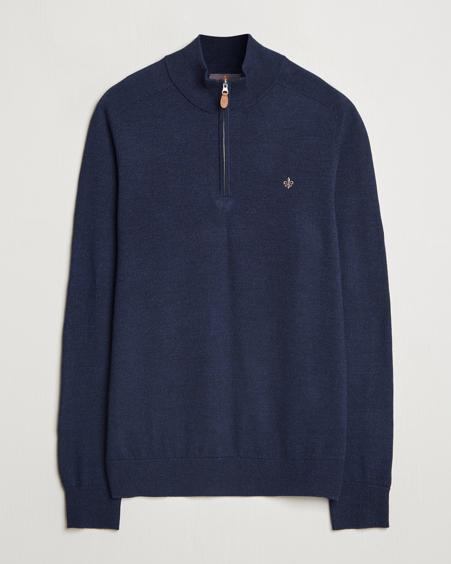 Mies | Puserot | Morris | John Merino Half Zip Dark Blue