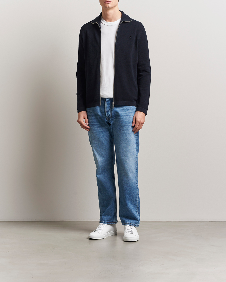 Mies | Puserot | Morris | Jake Zip Cardigan Dark Blue