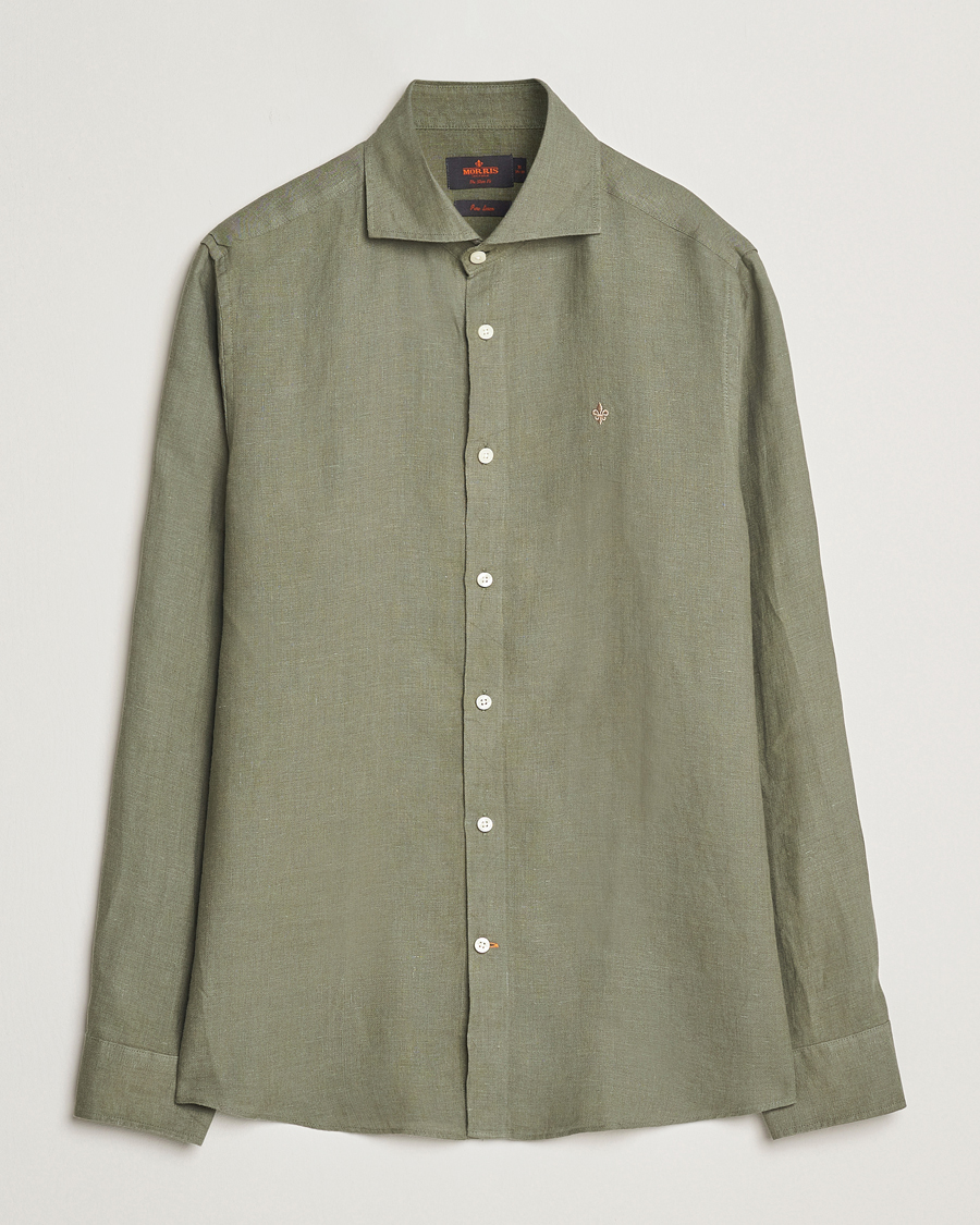 Mies | Kauluspaidat | Morris | Slim Fit Linen Shirt Green