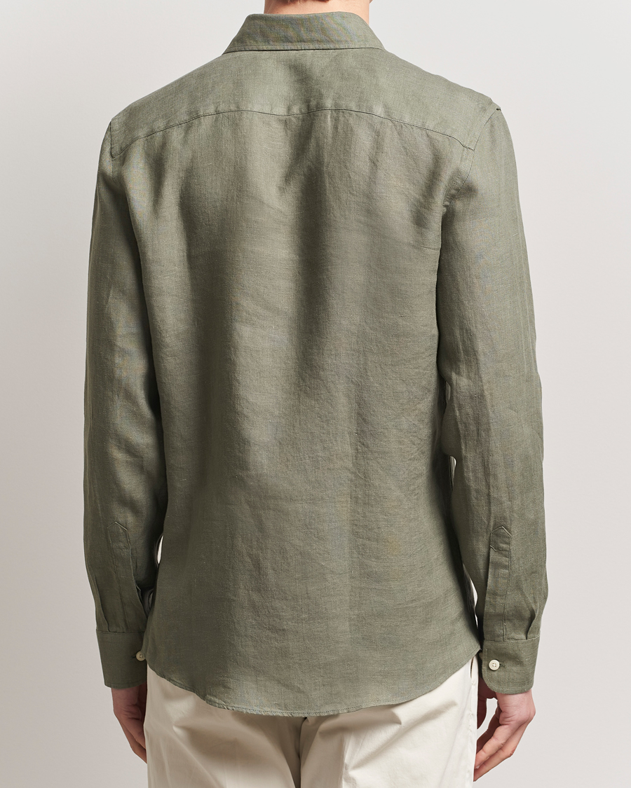Mies | Kauluspaidat | Morris | Slim Fit Linen Shirt Green