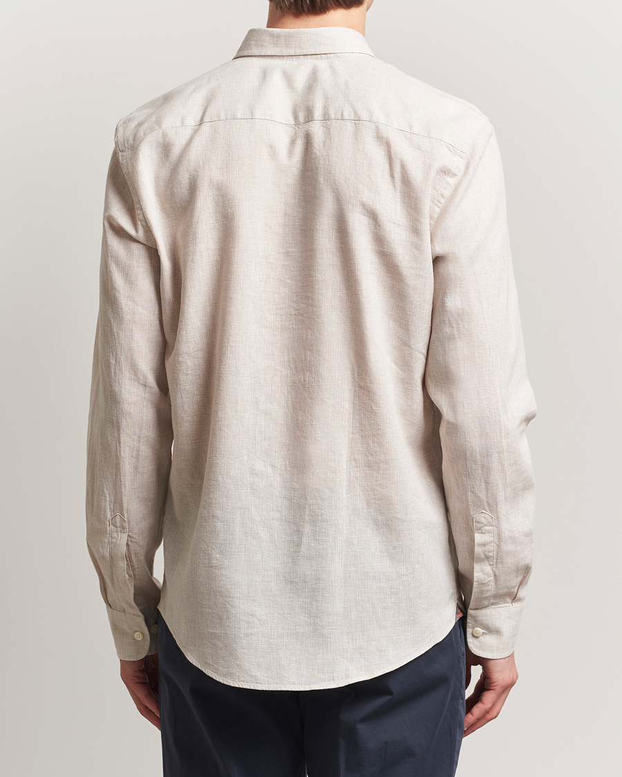 Mies | Kauluspaidat | Morris | Linen Checked Shirt Khaki