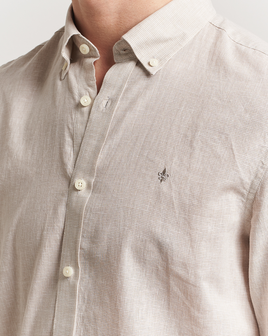 Mies | Kauluspaidat | Morris | Linen Checked Shirt Khaki