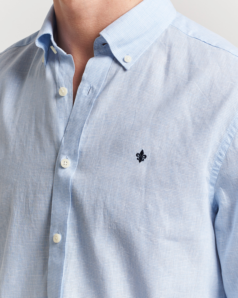 Mies | Kauluspaidat | Morris | Linen Checked Shirt Blue