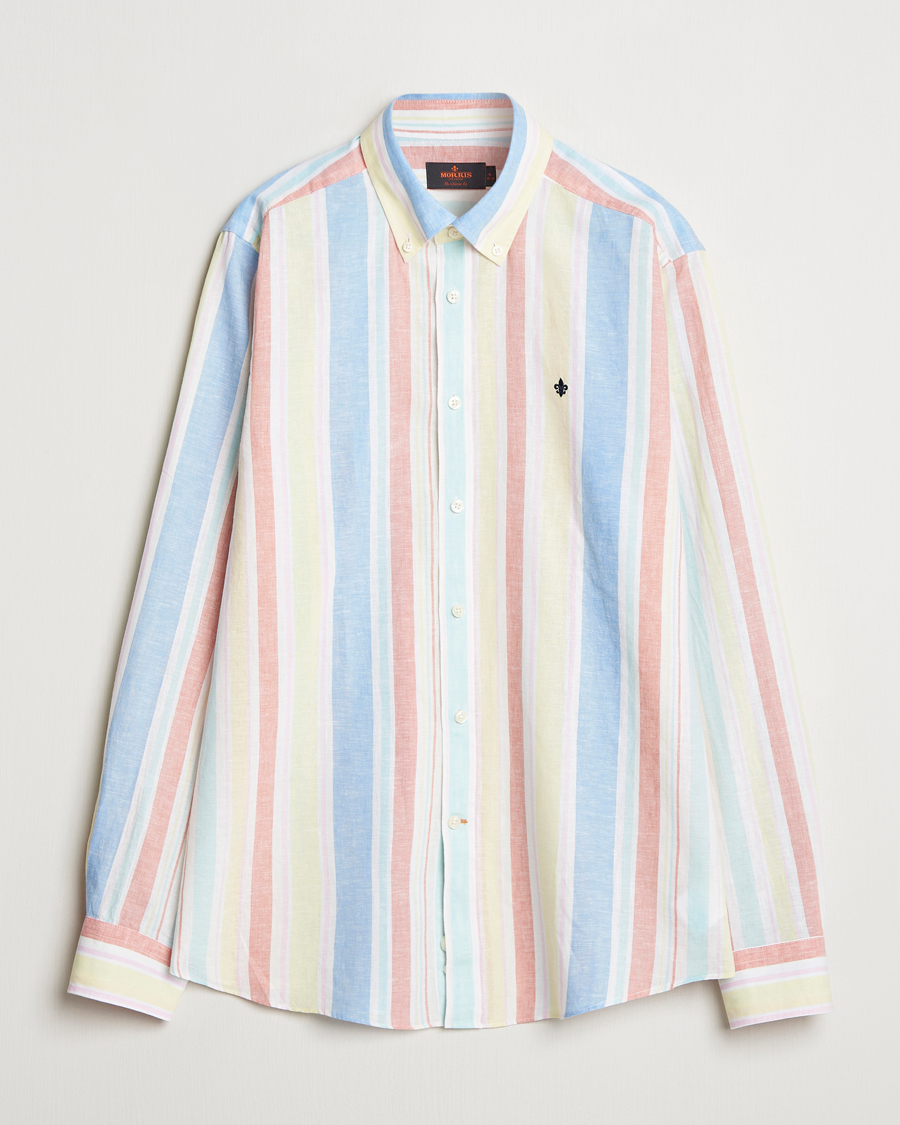 Mies | Kauluspaidat | Morris | Happy Linen Striped Shirt Yellow