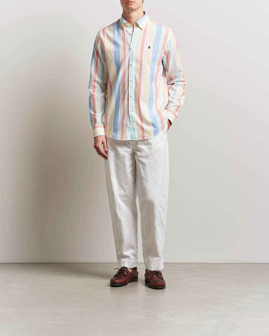 Mies | Kauluspaidat | Morris | Happy Linen Striped Shirt Yellow
