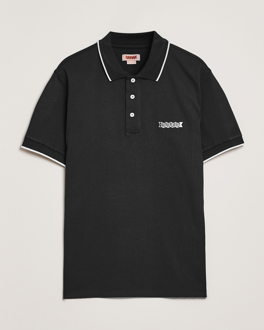 Mies | Pikeet | Baracuta | Short Sleeve Cotton Jersey Polo Black