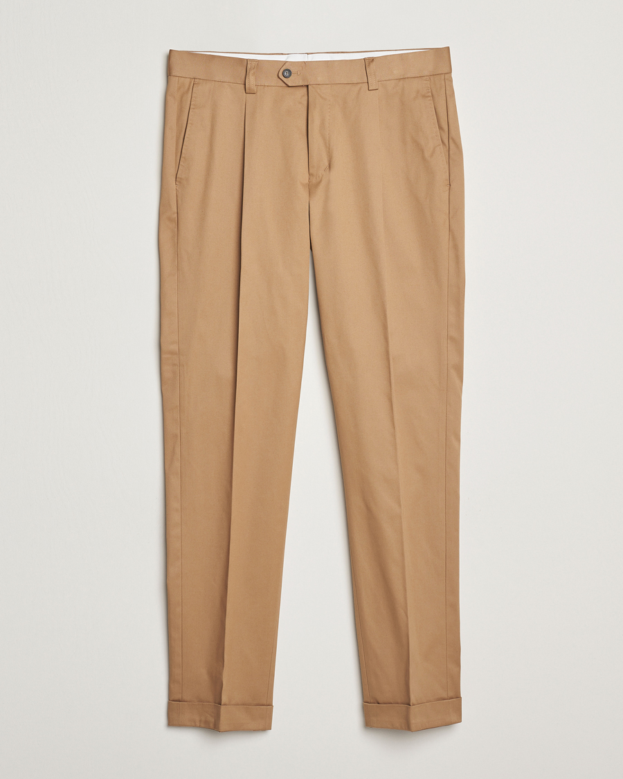 Mies | Housut | Tiger of Sweden | Tenuta Pleated Cotton Trousers Beige