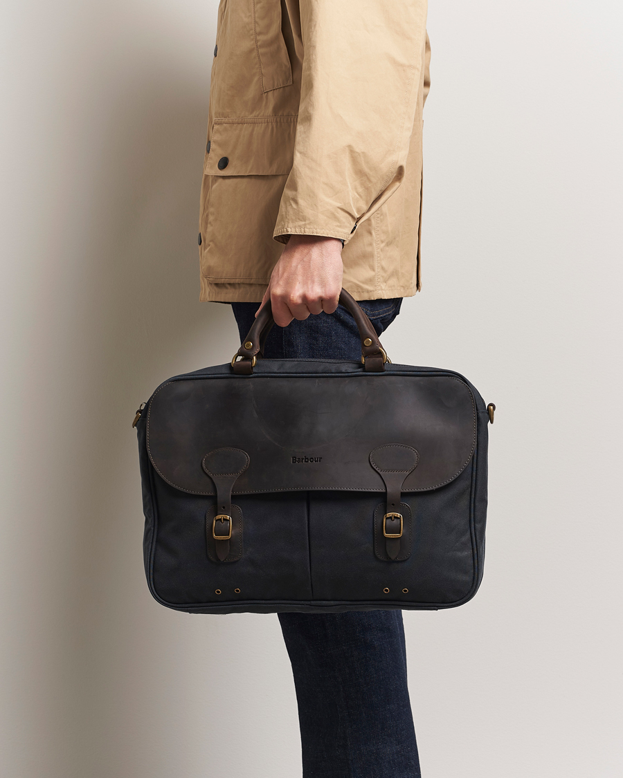 Mies | Barbour Lifestyle Wax Leather Briefcase Navy | Barbour Lifestyle | Wax Leather Briefcase Navy