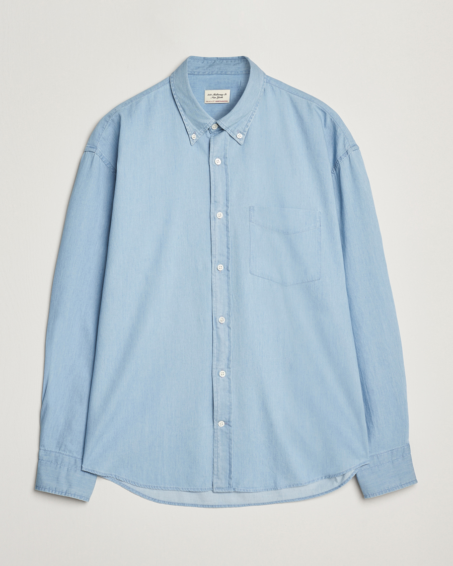 Mies | Kauluspaidat | GANT 240 Mulberry Street | Oversized Lux Indigo Shirt Light Blue