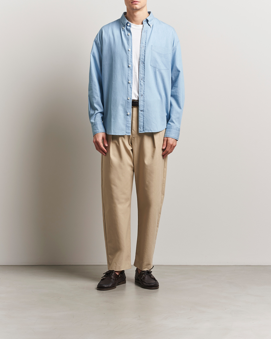 Mies | Kauluspaidat | GANT 240 Mulberry Street | Oversized Lux Indigo Shirt Light Blue