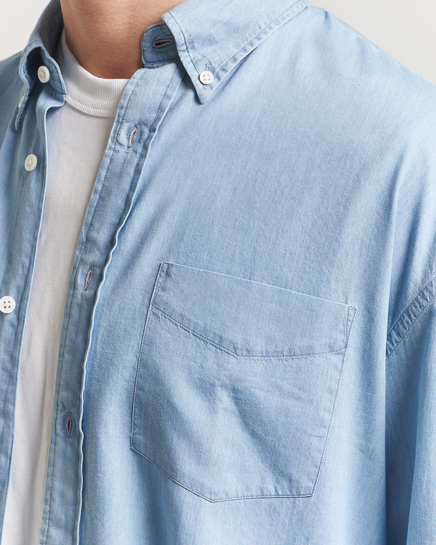 Mies | Kauluspaidat | GANT 240 Mulberry Street | Oversized Lux Indigo Shirt Light Blue