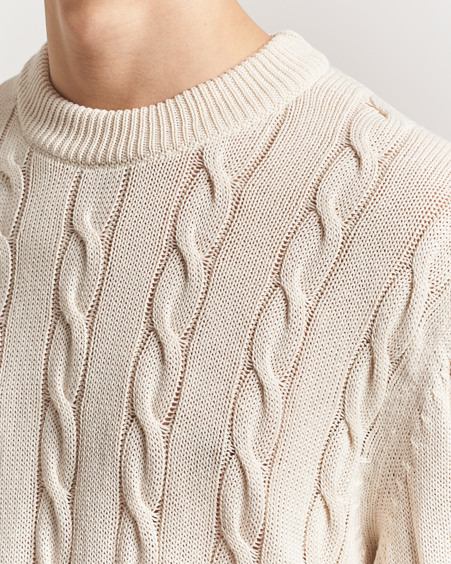 Mies | Puserot | GANT 240 Mulberry Street | Cable Crew Neck Sweater Cream