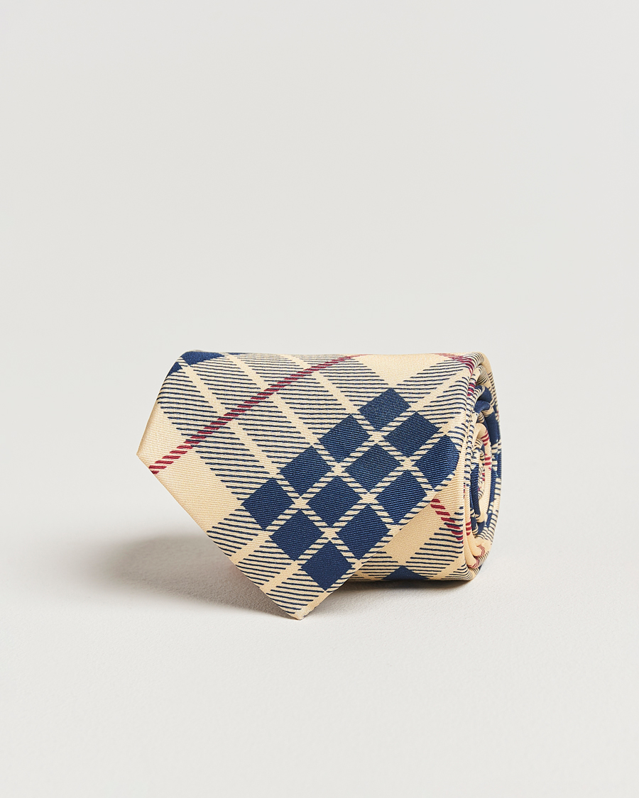 Mies | GANT 240 Mulberry Street Printed Check Silk Tie Dusty Light Yellow | GANT 240 Mulberry Street | Printed Check Silk Tie Dusty Light Yellow