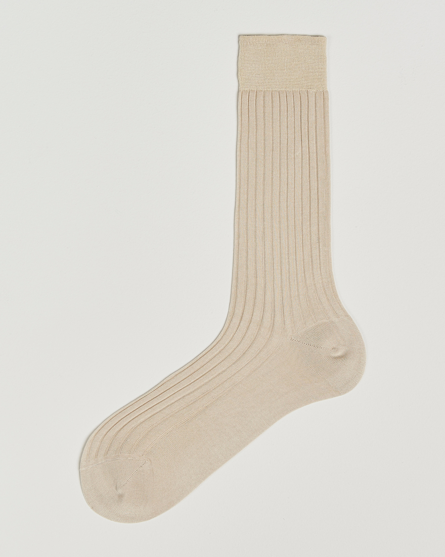Mies | Alusvaatteet | Bresciani | Cotton Ribbed Short Socks Light Beige