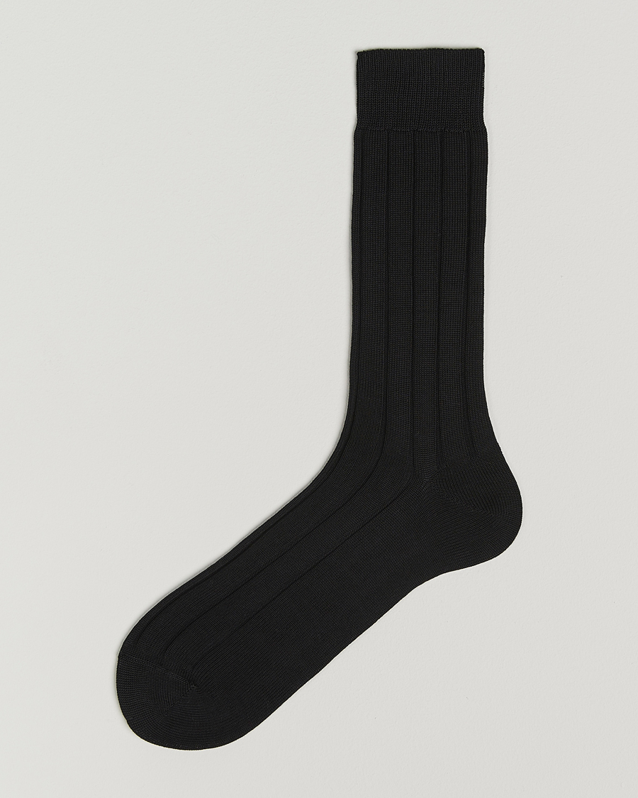 Mies | Alusvaatteet | Bresciani | Wide Ribbed Cotton Socks Black