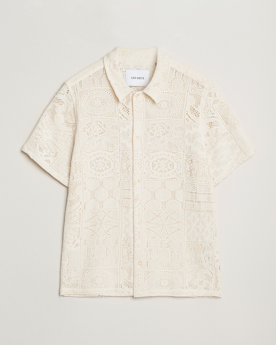 Mies | Kauluspaidat | LES DEUX | Hector Lace Short Sleeve Shirt White