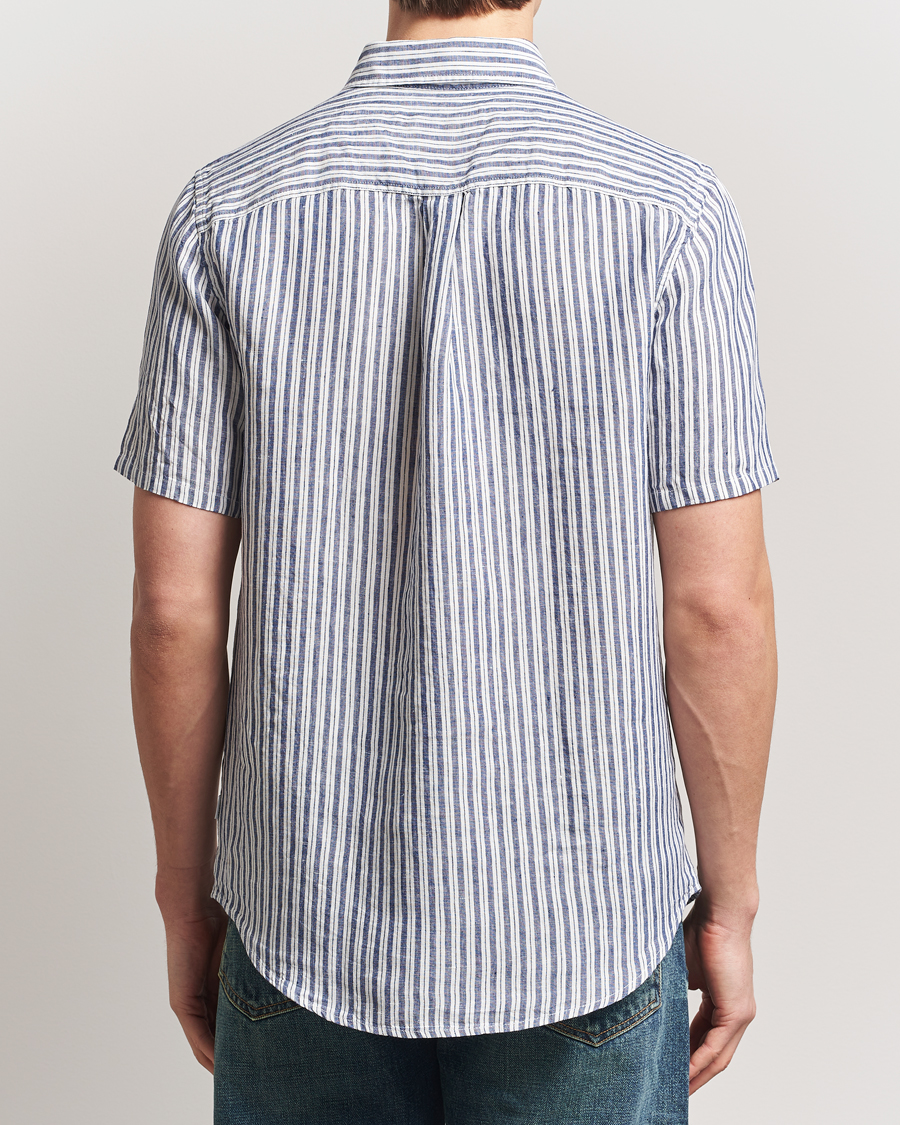Mies | Kauluspaidat | LES DEUX | Kris Linen Short Sleeve Shirt Ivory/Blueprint