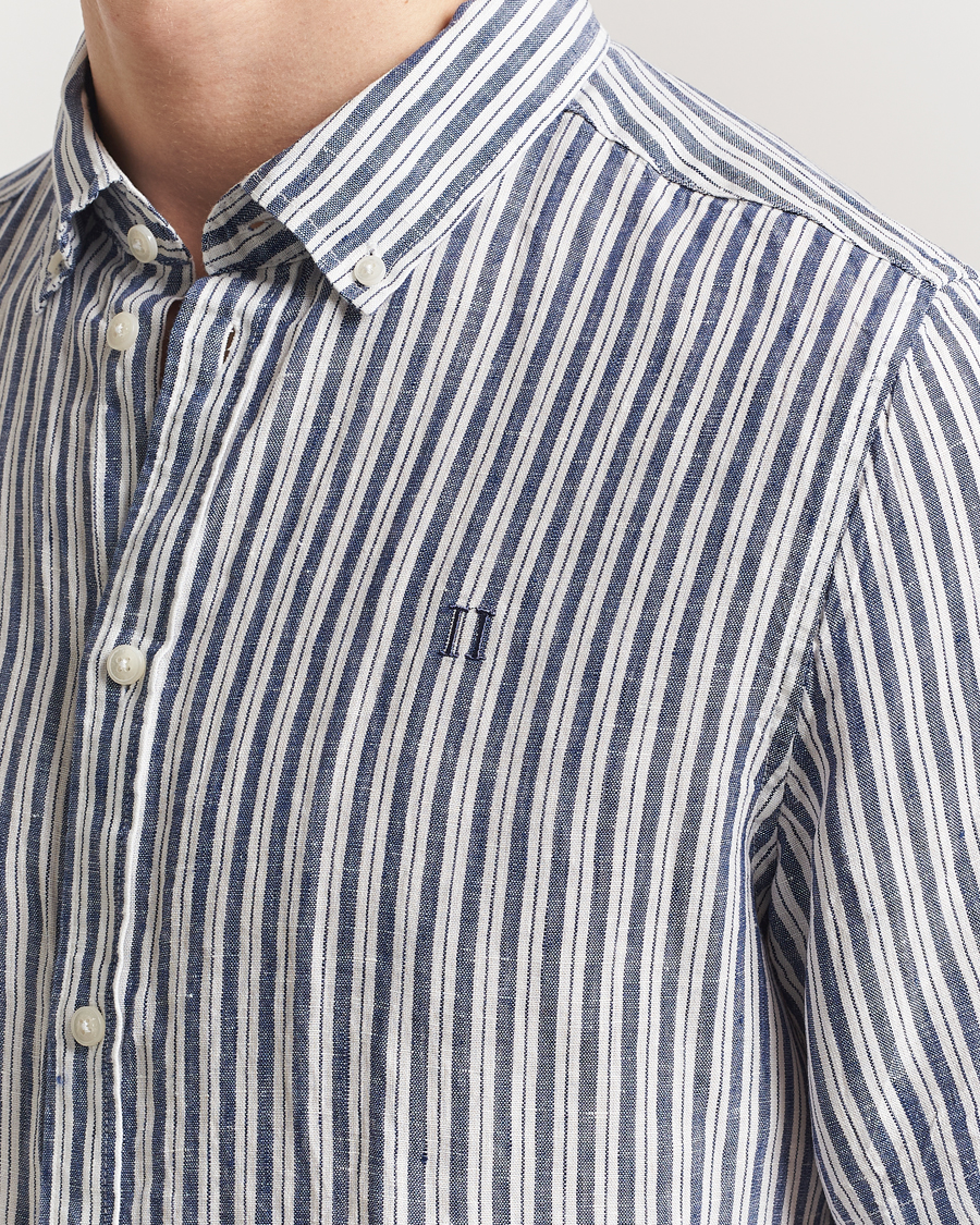 Mies | Kauluspaidat | LES DEUX | Kris Linen Short Sleeve Shirt Ivory/Blueprint