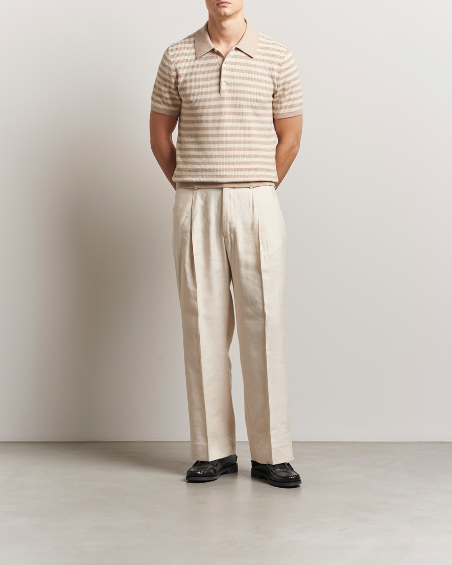 Mies | Pikeet | Tiger of Sweden | Erros Knitted Striped Polo Practical Beige