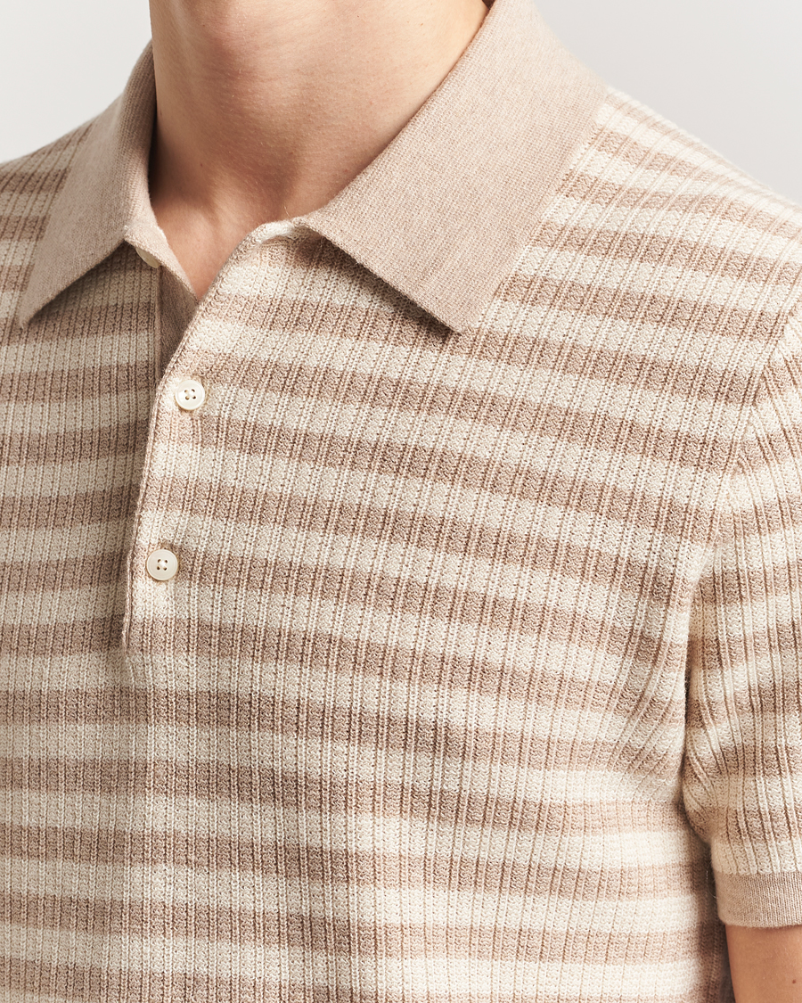 Mies | Pikeet | Tiger of Sweden | Erros Knitted Striped Polo Practical Beige