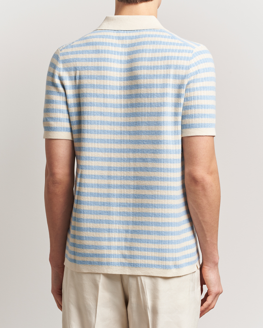 Mies | Pikeet | Tiger of Sweden | Erros Knitted Striped Polo Light Blue