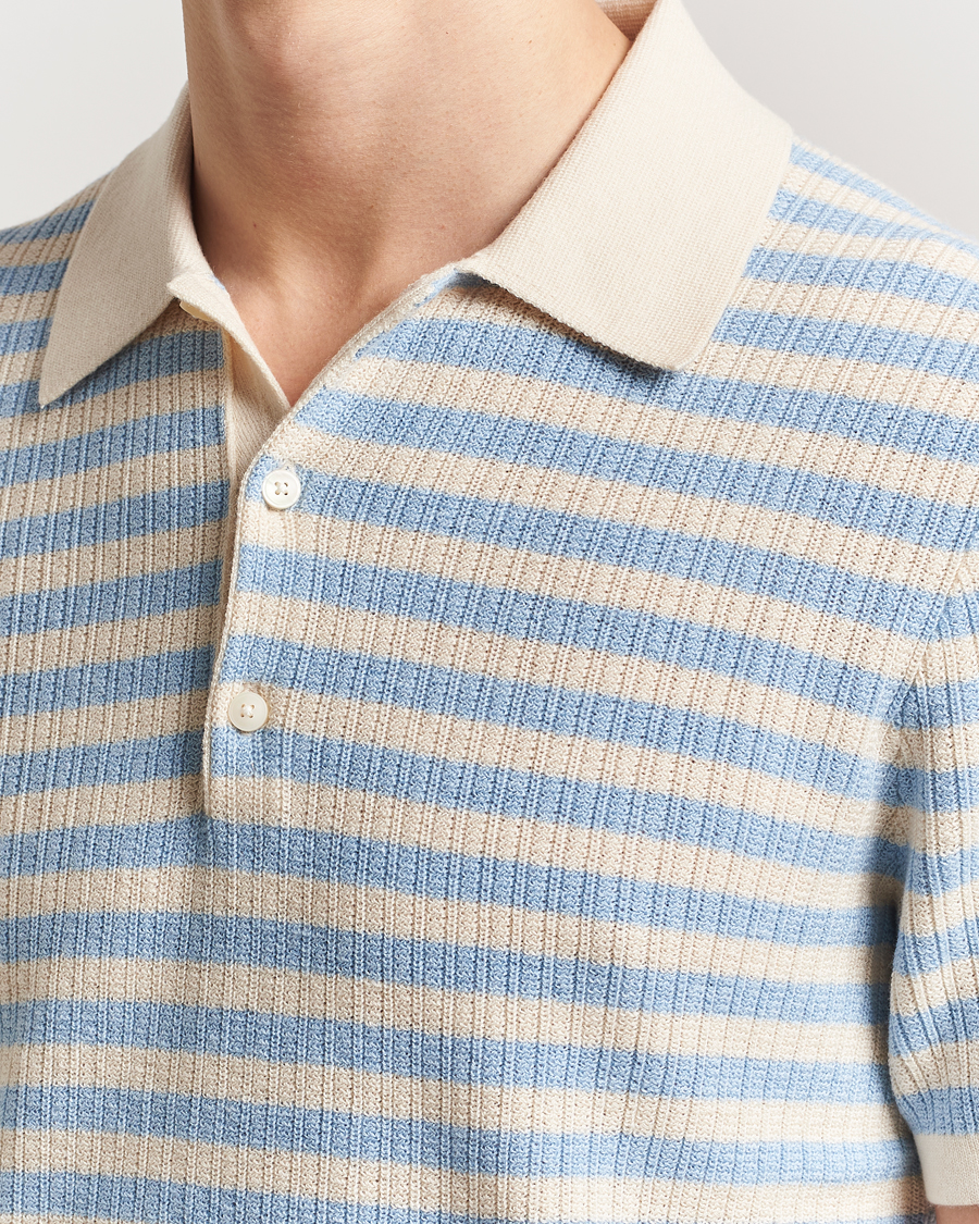 Mies | Pikeet | Tiger of Sweden | Erros Knitted Striped Polo Light Blue