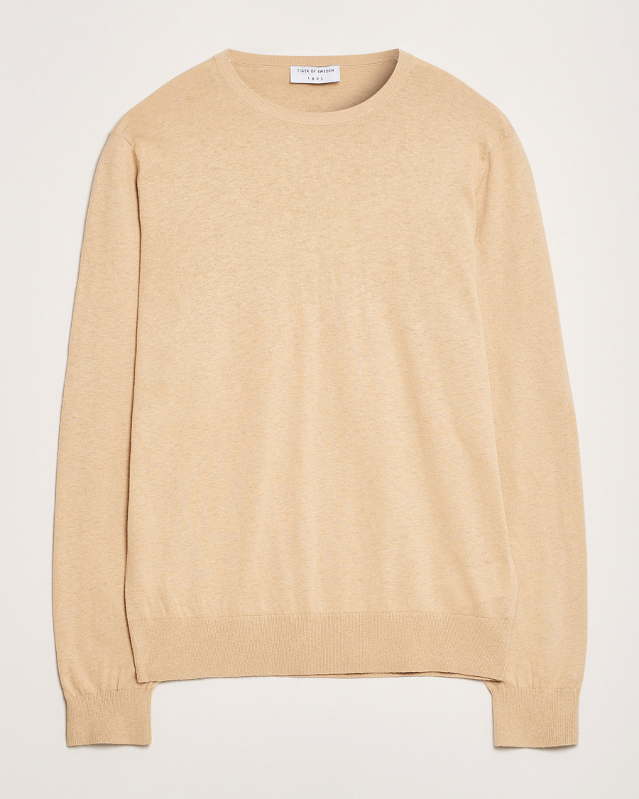 Mies | Puserot | Tiger of Sweden | Connor Linen/Cotton Sweater Practical Beige