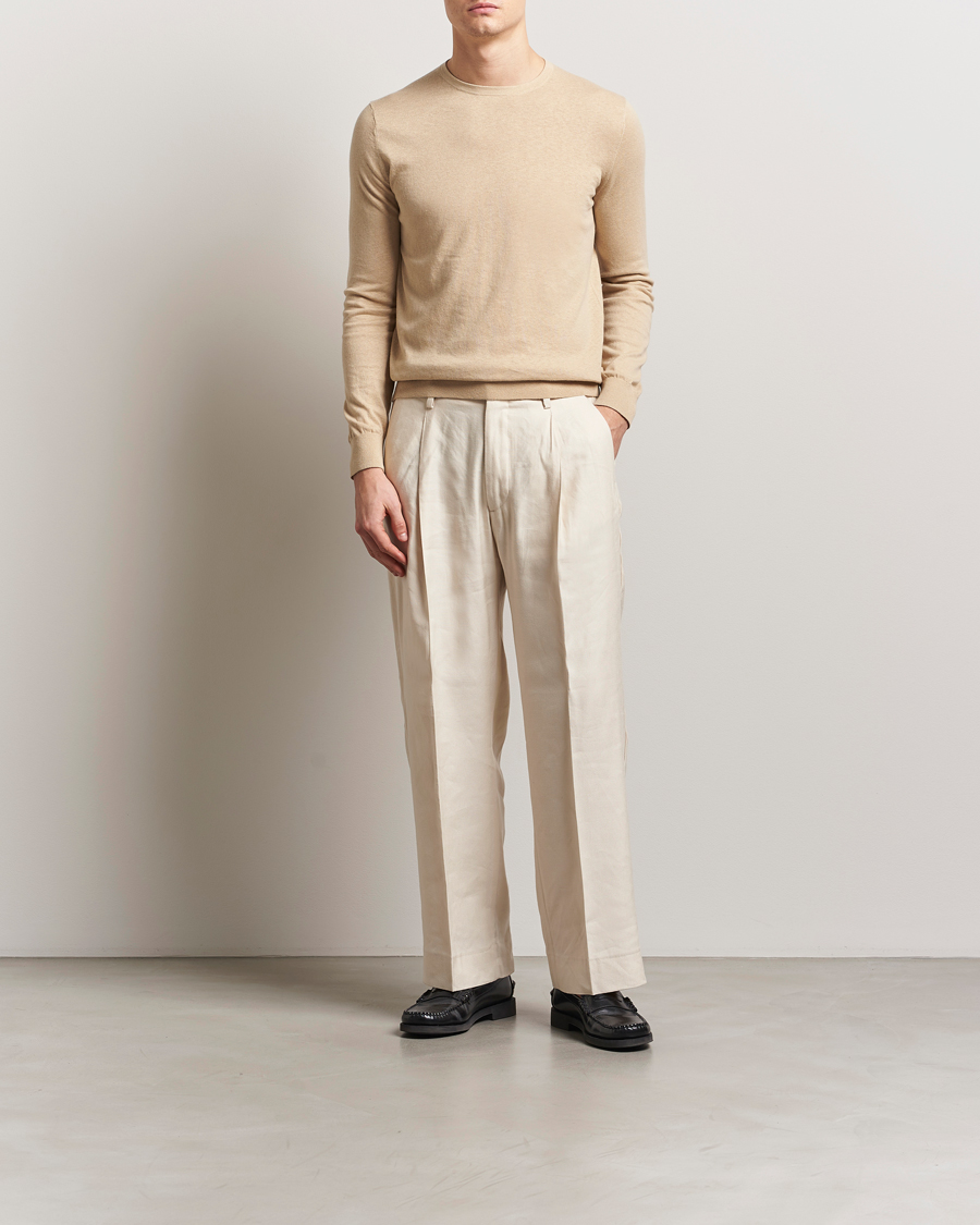 Mies | Puserot | Tiger of Sweden | Connor Linen/Cotton Sweater Practical Beige