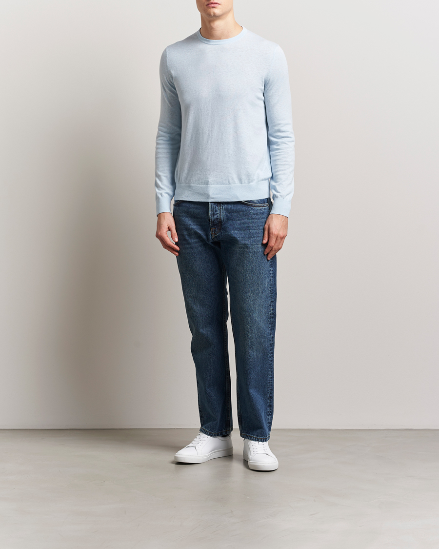 Mies | Puserot | Tiger of Sweden | Connor Linen/Cotton Sweater Light Blue